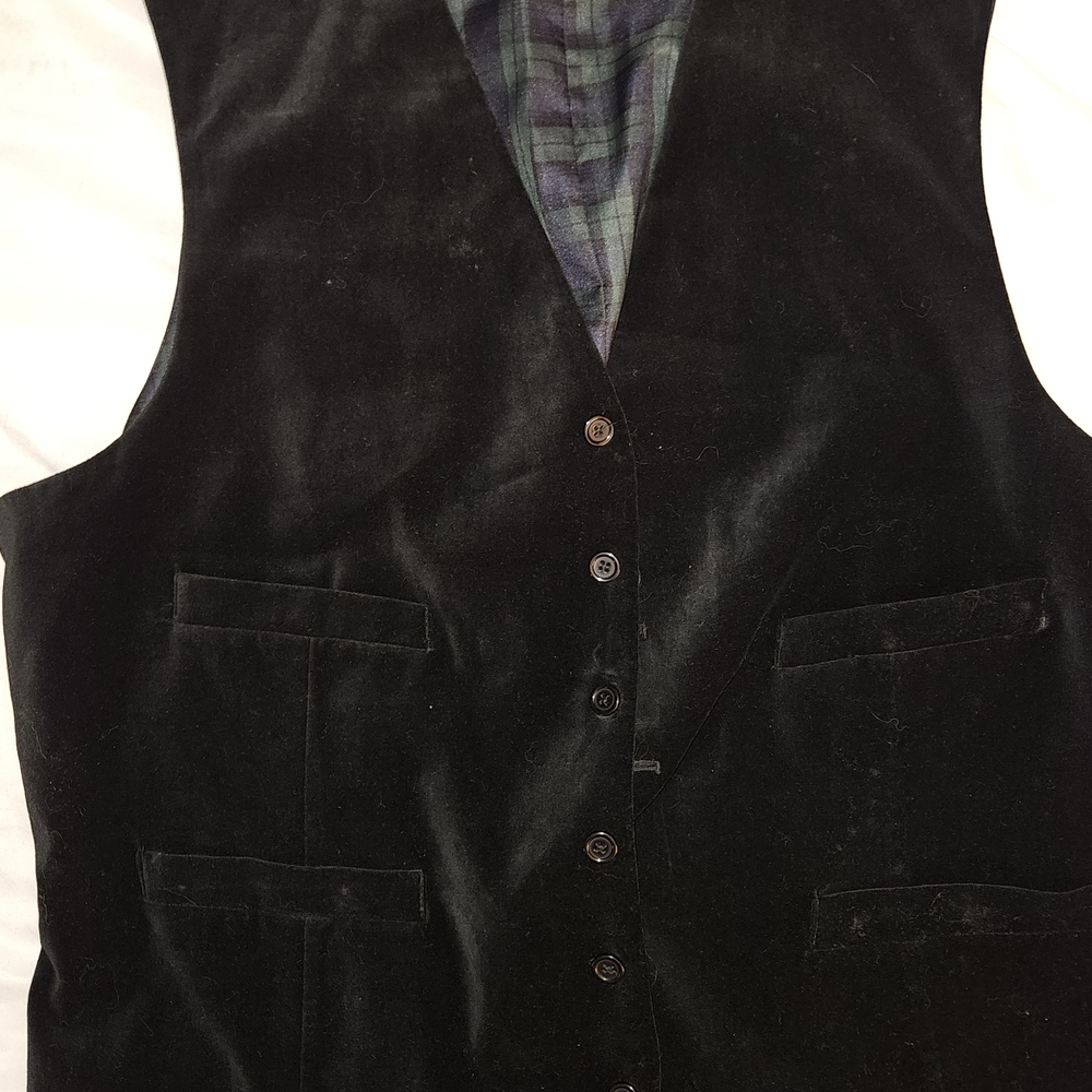 Black Velvet Button-Up Vest